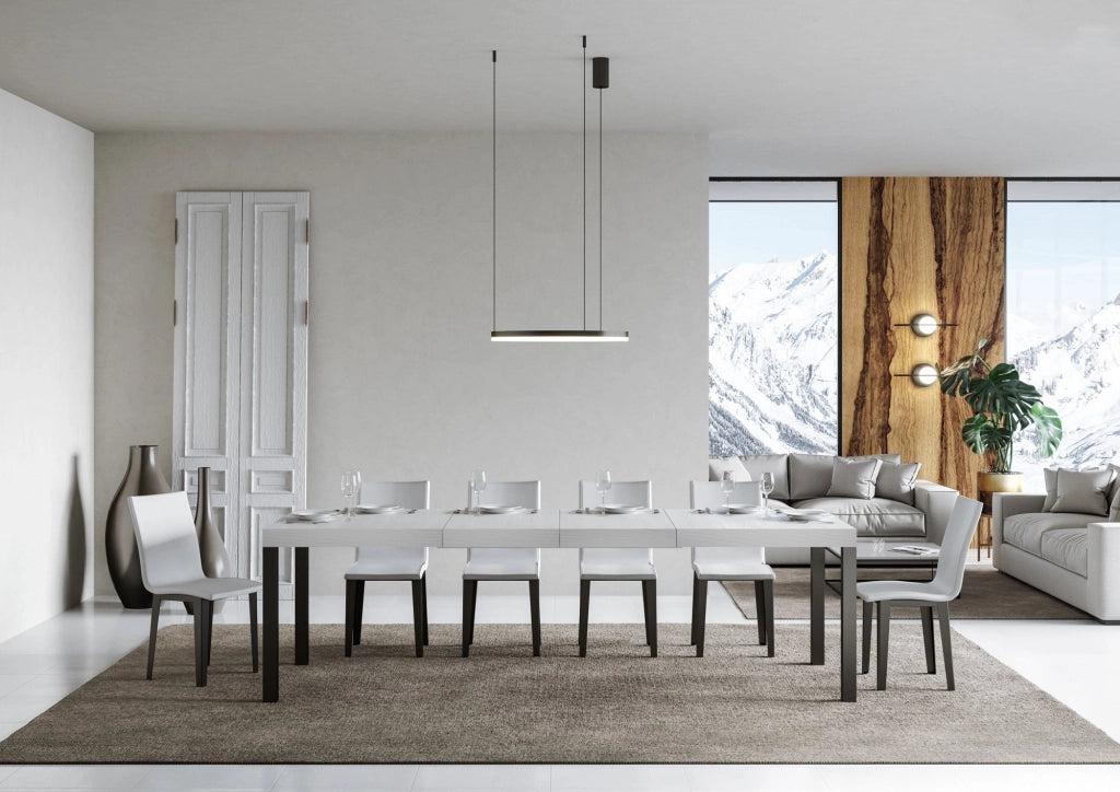 Tavolo Allungabile 200-304x90x77 cm Everyday Premium Bianco Frassino Gambe Antracite