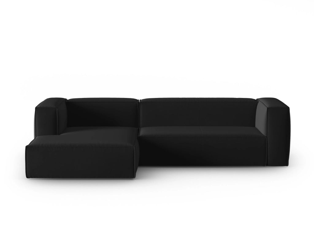 Cosmopolitan Design - Divano angolare sinistro "Mackay" 4 posti in velluto nero 