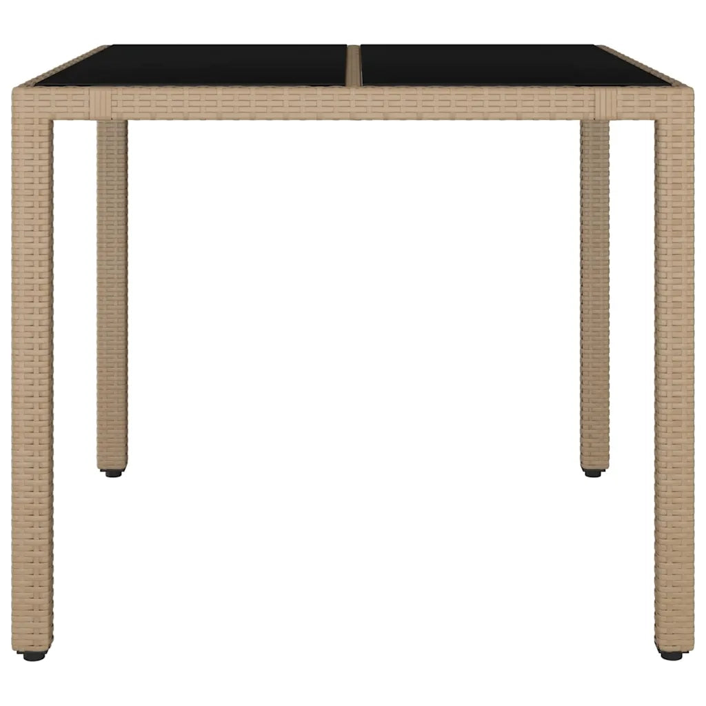Tavolo da Giardino Piano Vetro Beige Polyrattan Vetro Temperatocod mxl 78994