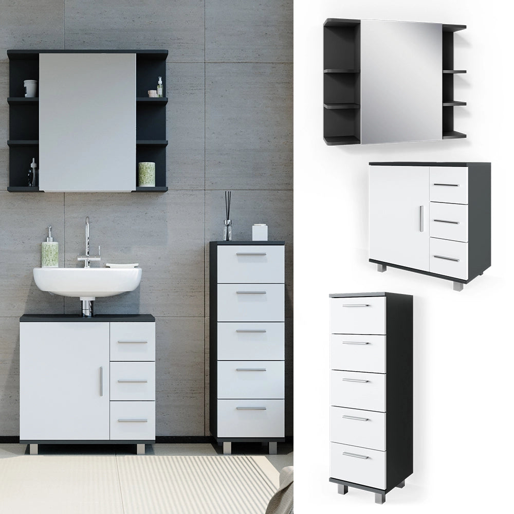 Vicco Set mobili bagno Antracite 3 parti