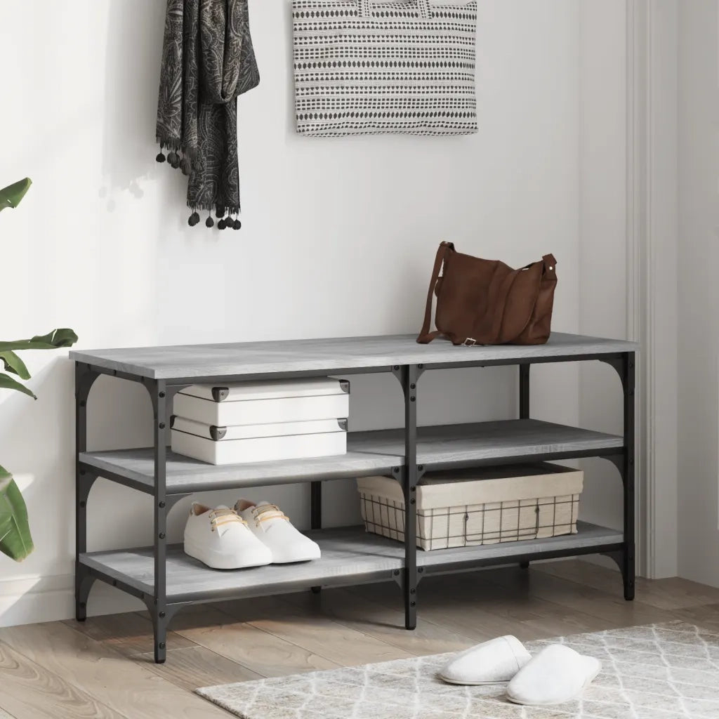 Panca Porta Scarpe-Sgabello-Panca Scarpiera Grigio Sonoma 100x38,5x49 Legno Multistrato