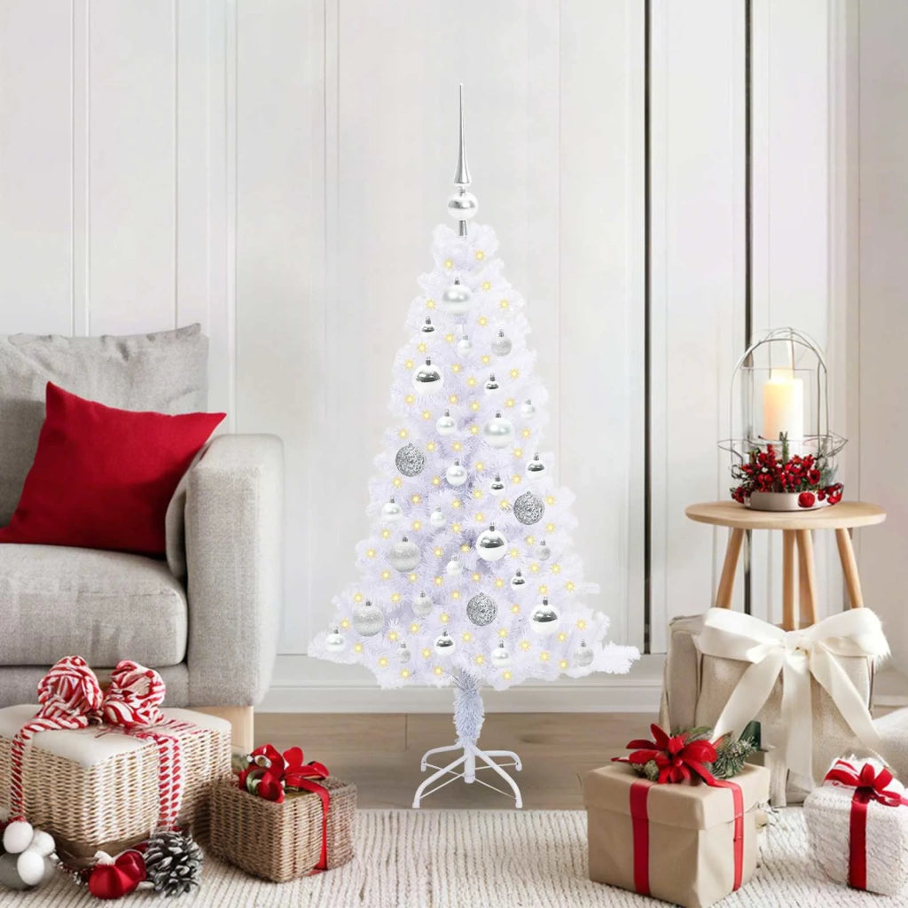 Albero di Natale | Decorazioni natalizie artificiale Bianco 120 cm PVC e Acciaio