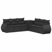 Set di divani 7 pcs Nero Rattan sintetico e Acciaio 3448814