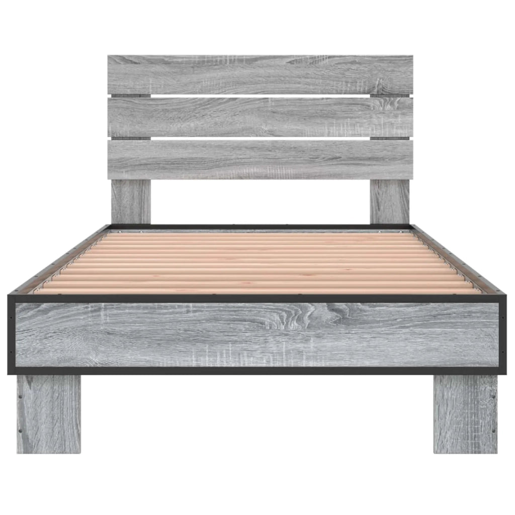 Struttura letto con testata-Giroletto Sonoma grigio 80 x 200 cm 258821