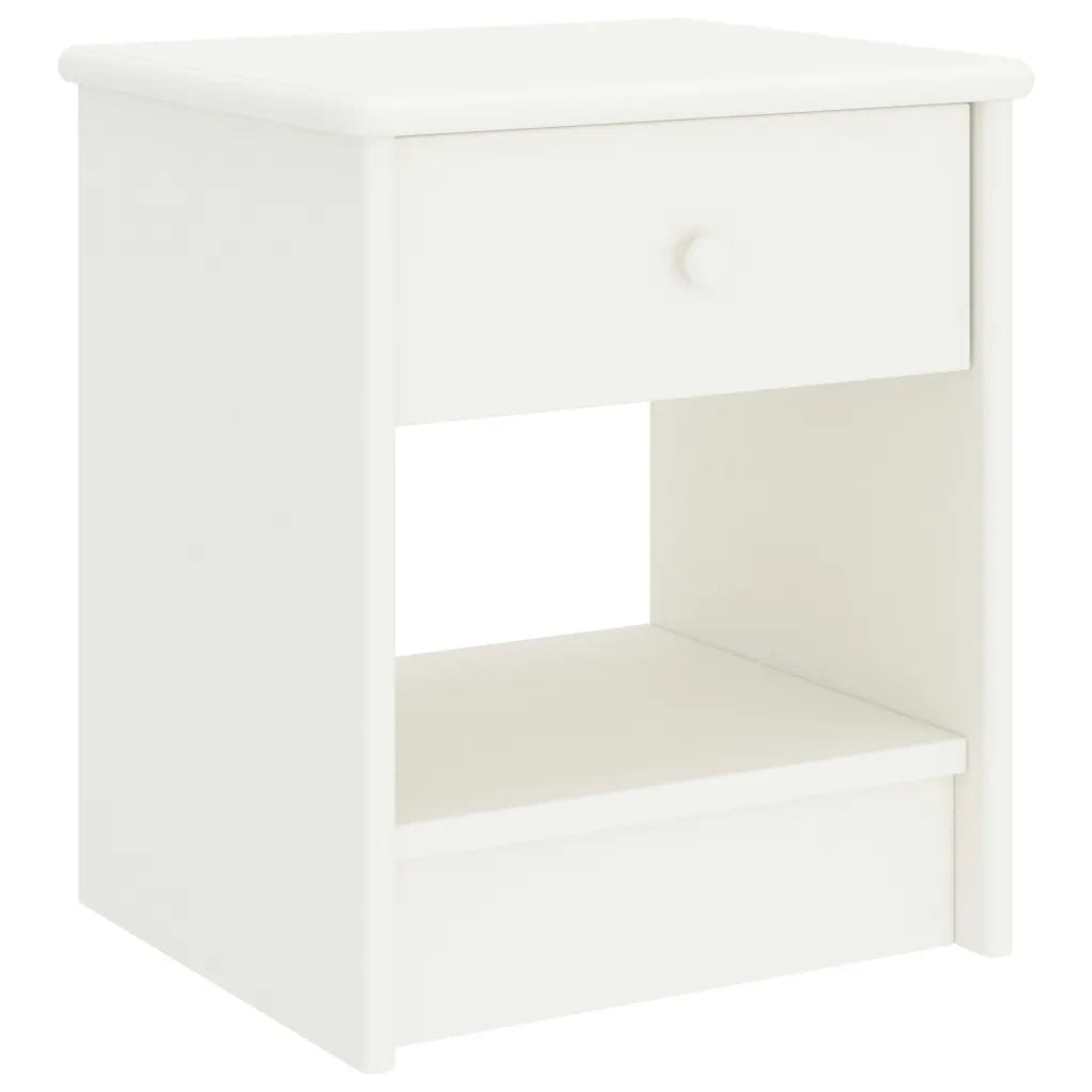 Comodino Bianco 35x30x40 cm in Legno Massello di Pino cod mxl 30409