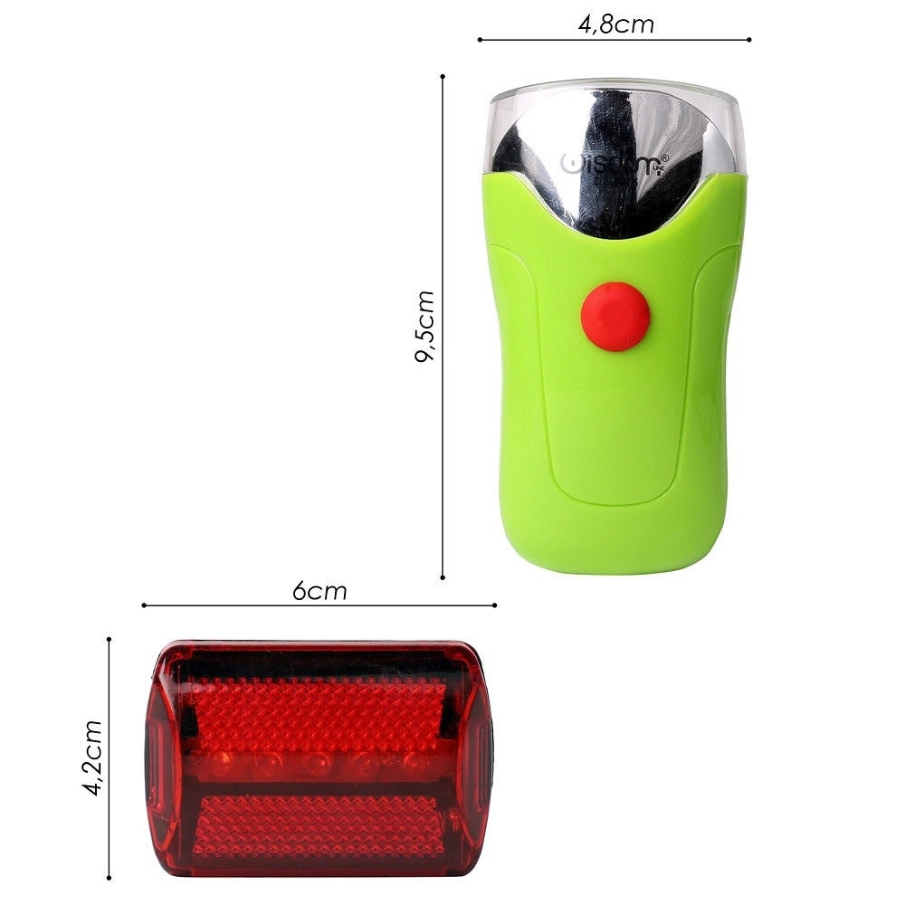 Trade Shop - Set Luci Led A Batteria Anteriore Posteriore Per Bici Attacco Universale Xc-2075 -