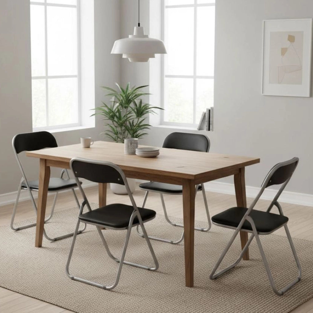 Set di quattro sedie Antenore, colore nero, Misure 43 x 47 x 78 cm
