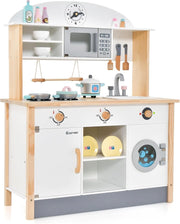 Cucina Giocattolo per Bambini in Legno, Set da Cucina per Bambini con Forno a Microonde, Accessori Vari per Cucinare, per Bambini 3 Anni +