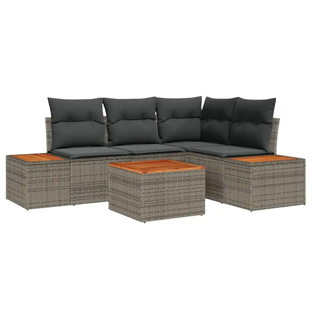 Set Divano da Giardino con cuscino 4 pcs Grigio Polyrattan