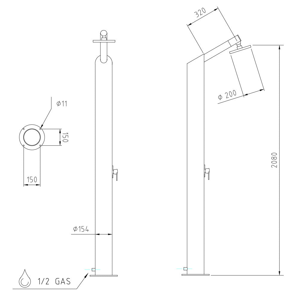 Doccia Solare da Giardino con Miscelatore Ama Luxury Solare Minimal