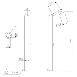 Doccia Solare da Giardino con Miscelatore Ama Luxury Solare Minimal