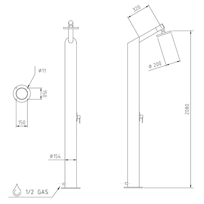 Doccia Solare da Giardino con Miscelatore Ama Luxury Solare Minimal