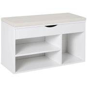 Scarpiera con panca e cassetto ¨C zephmum ¨C bianco, legno, 80x30x47 cm