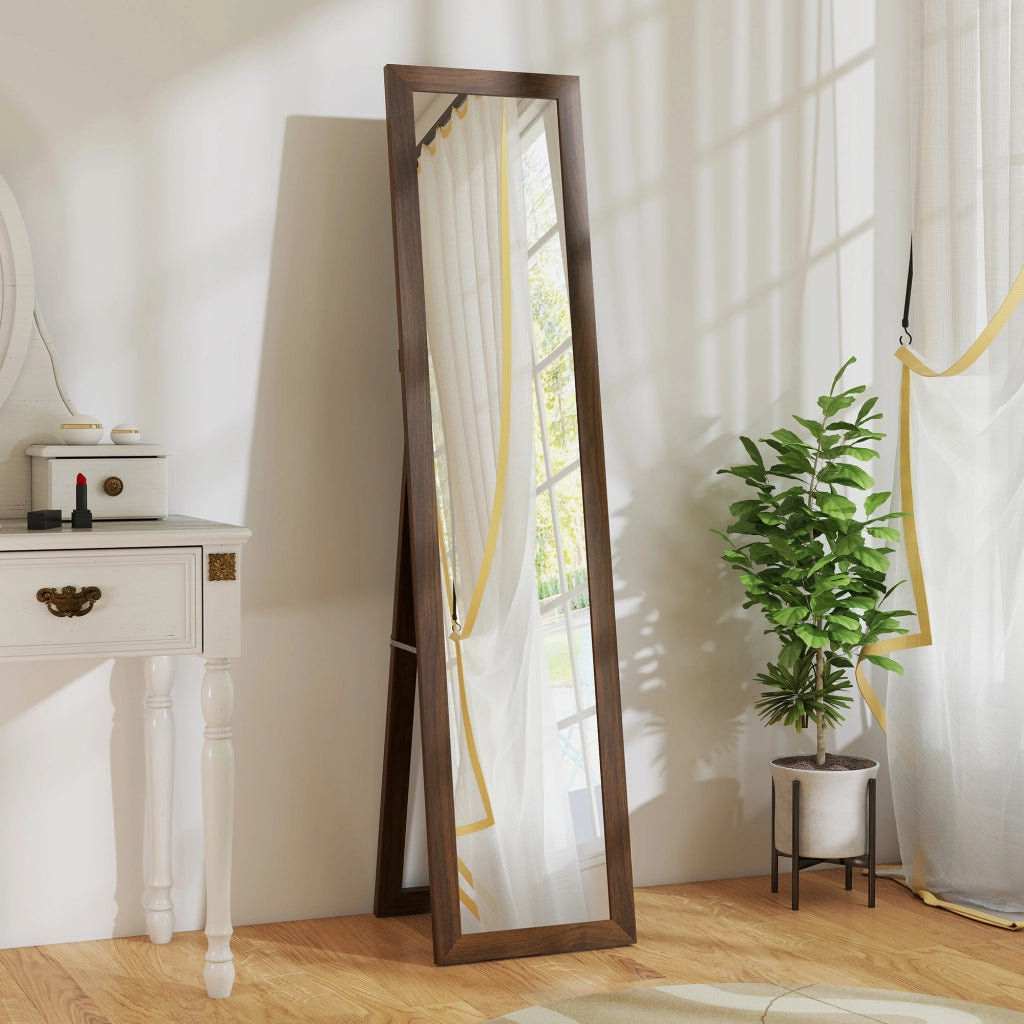 Specchio a Pieno Corpo 157x37 cm ¨C zephmum ¨C MDF Legno di Noce
