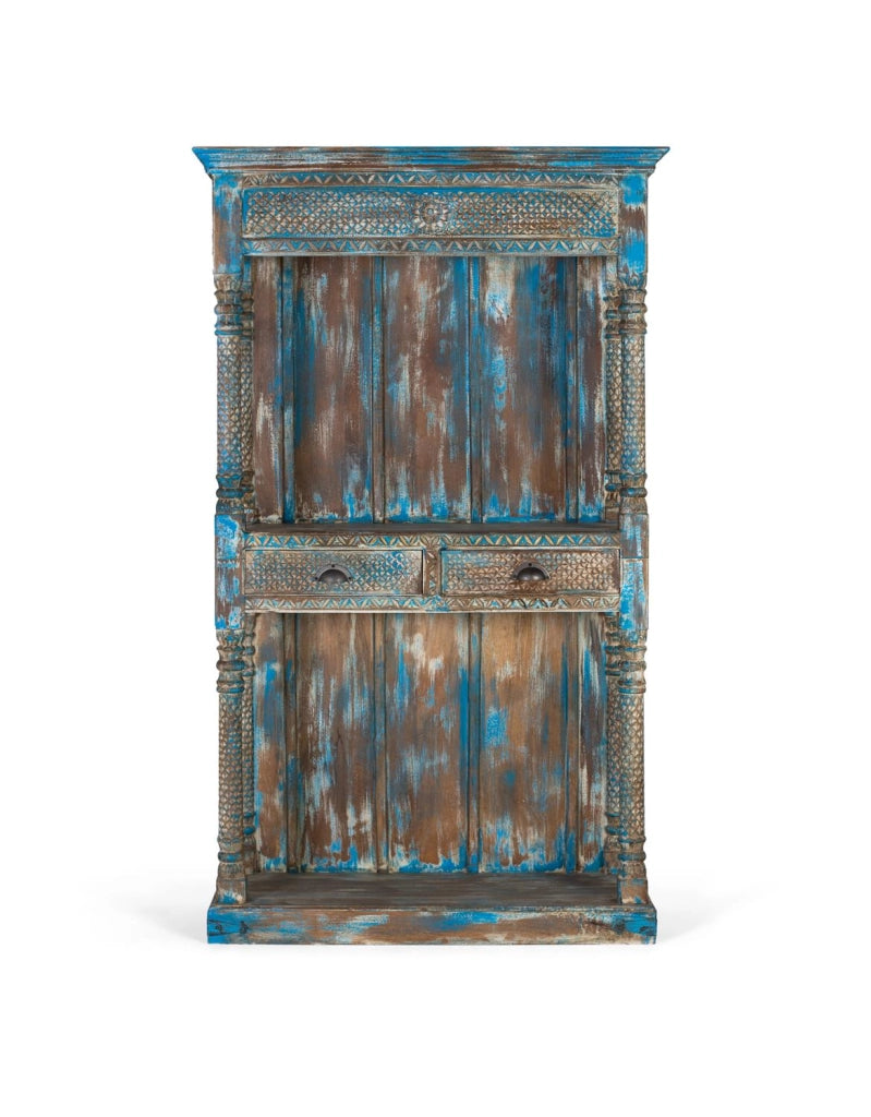 Mensola in legno di mango blu invecchiato 180 cm