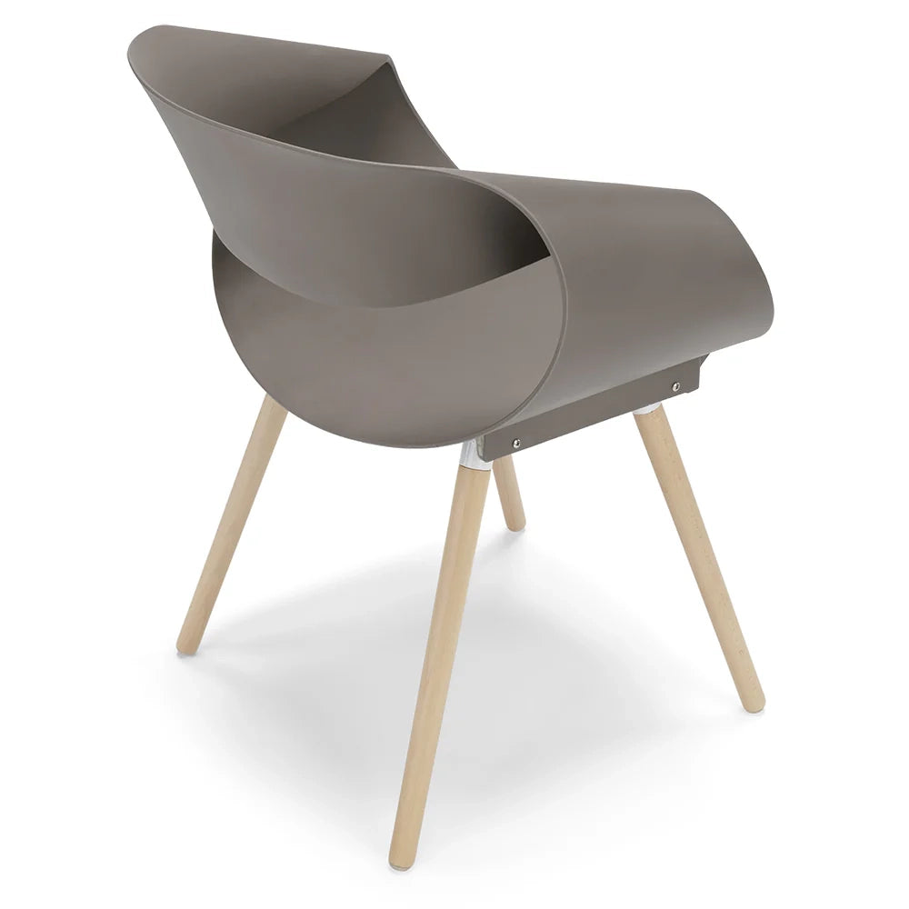 Set 6 sedie in polipropilene DILETTA con gambe in faggio, resistente ai raggi UV, design moderno, ideale per sala da pranzo, cucina, sala d’attesa, bar, ristoranti, colore Petrolio