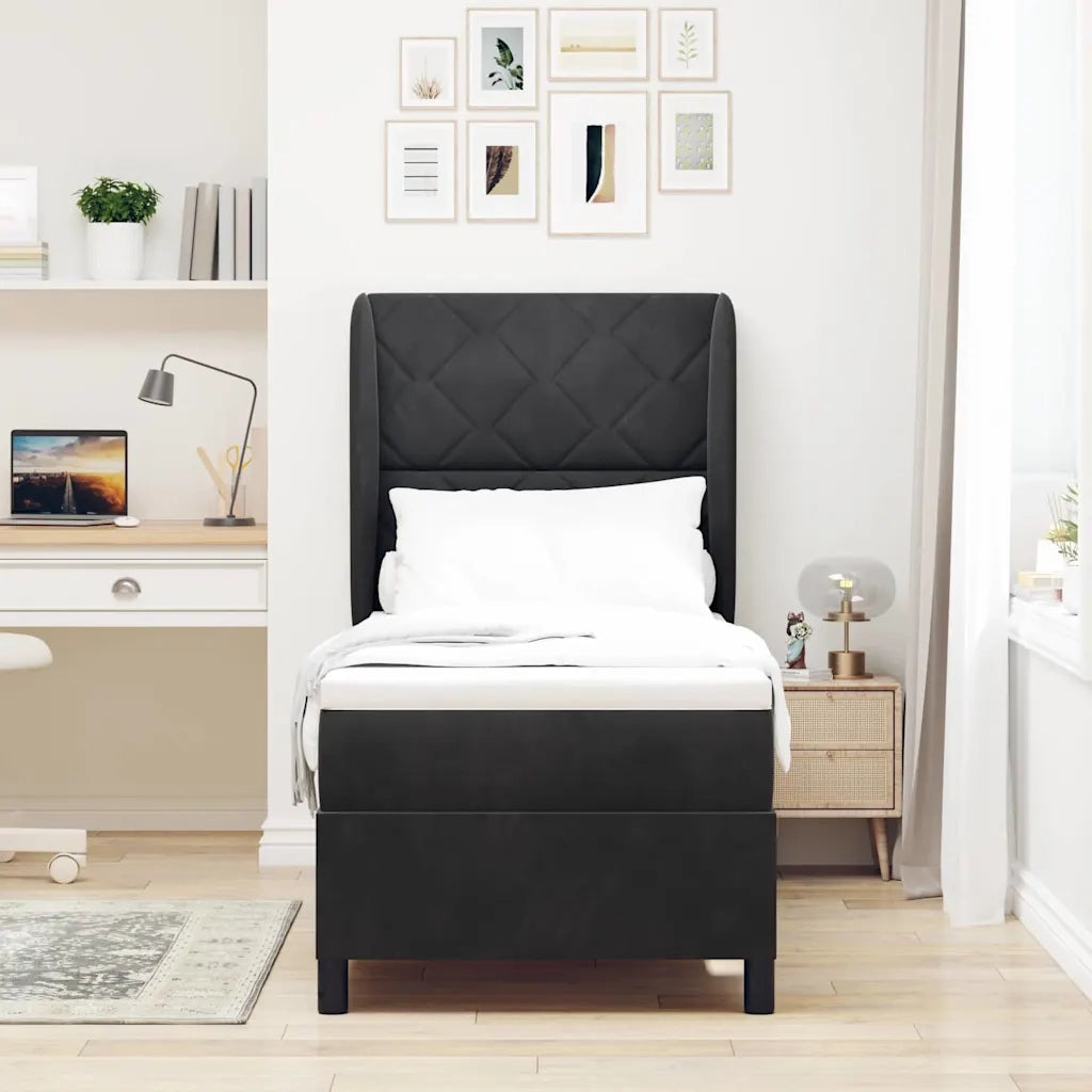 Letto a molle con materasso Nero 200 x 80 cm Poliestere 3340954