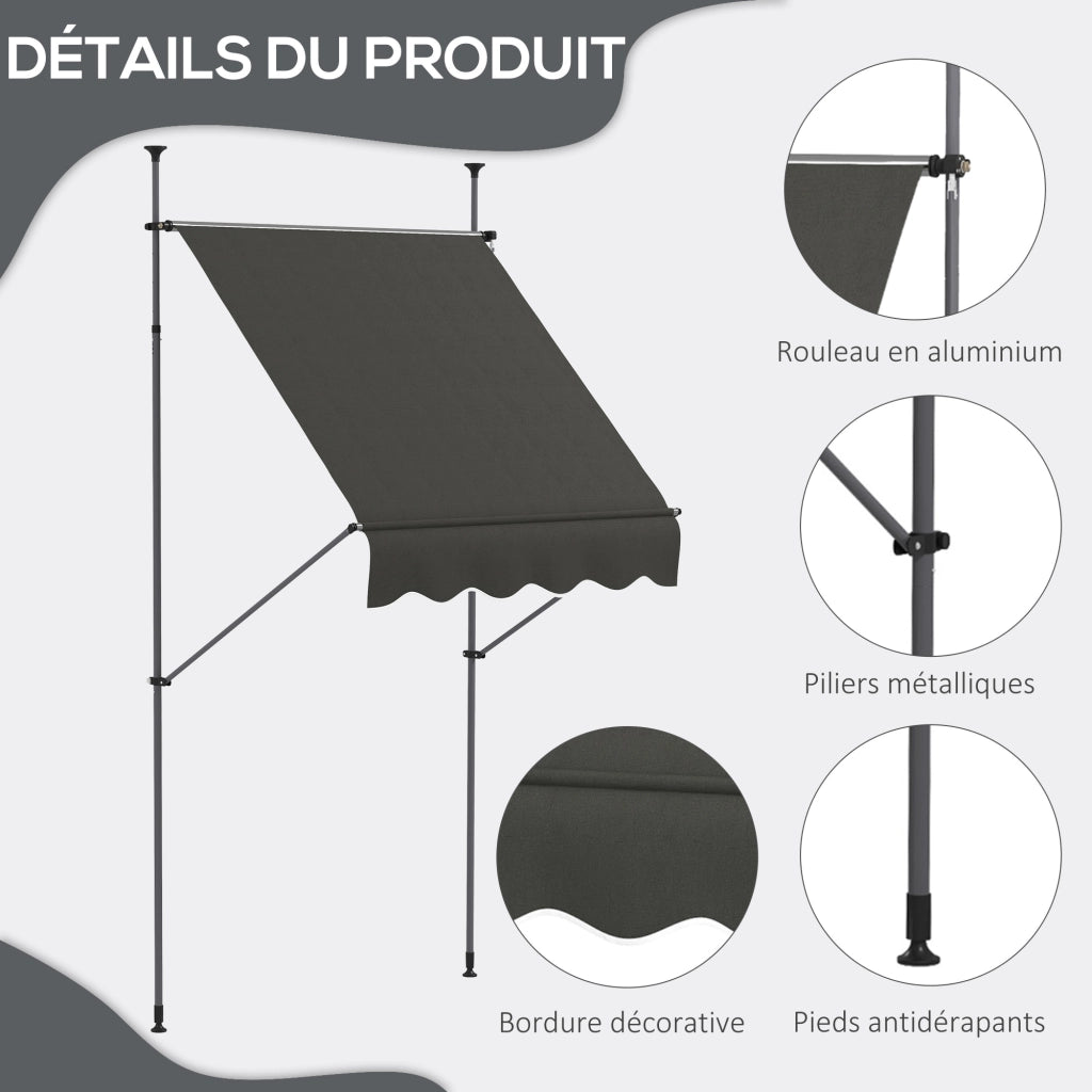 Bancone da lavoro ¨C zephmum ¨C grigio scuro metallo poliestere 150x120x210-300cm