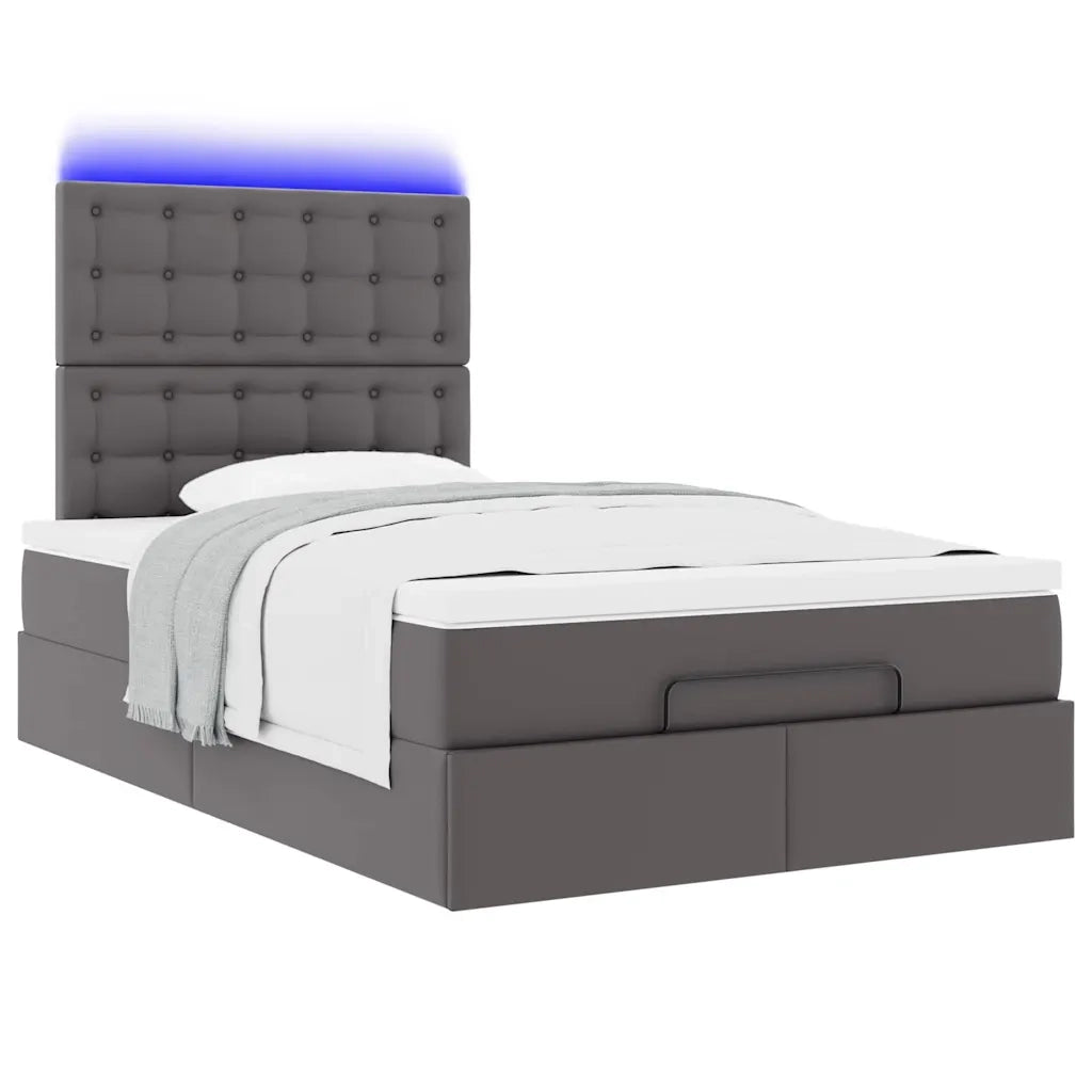 Struttura Letto Pouf con Materasso Grigio 120x200 cm Similpelle 3313848
