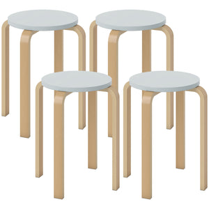 Set 4 Sgabelli Rotondi e Impilabili Ø40x45 cm in Legno Grigio