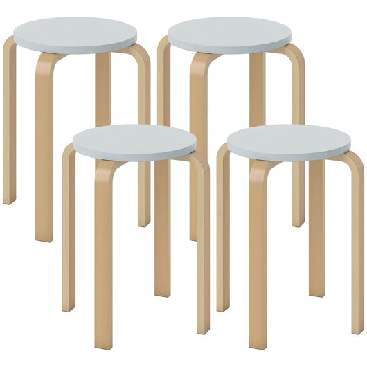Set 4 Sgabelli Rotondi e Impilabili Ø40x45 cm in Legno Grigio