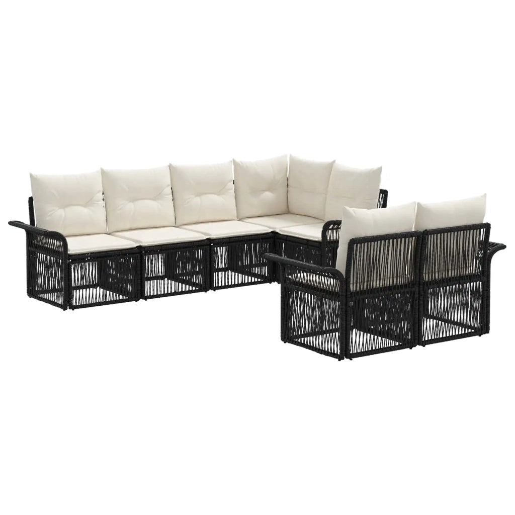 Set Divano da Giardino 7 pz 7-Numero di posti Nero polyrattan 3434887
