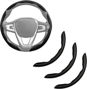 Hoes per Sterzo in Fibra di Carbonio 3 pezzi - Accessori per Sterzo Auto Anti-Slittamento - Presa Rapida - 38 cm Universale - Nero Scuro