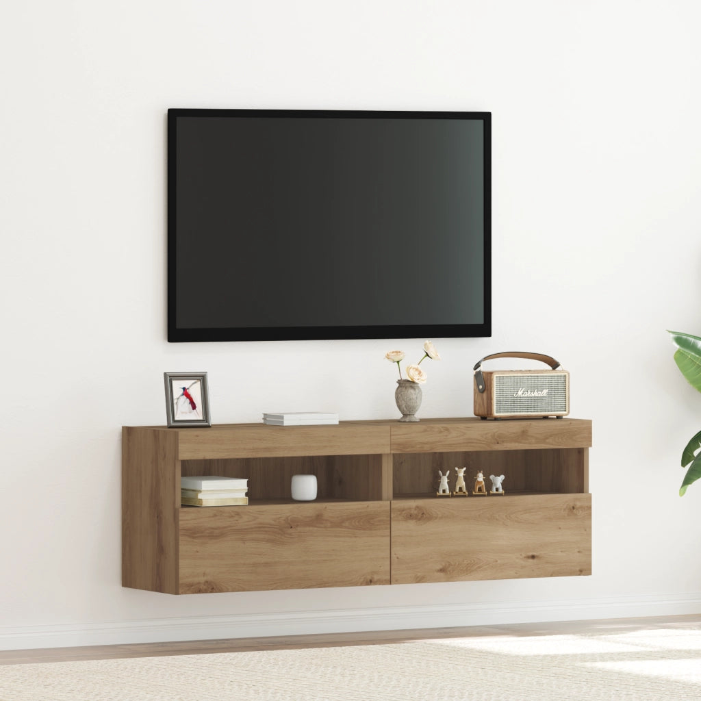 Armadi per TV  con luci LED 2 pz Rovere Artigianale 60x30x40 cm