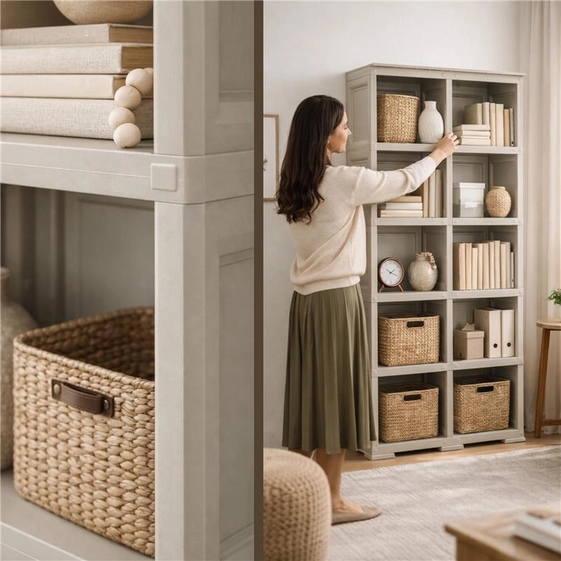 SCAFFALE 5 MODULI TALPA 79X42,5X203 CM CON 2 PUNTALI – LIBRERIA ALTA CONTENITORE PER ZONA GIORNO E STUDIO