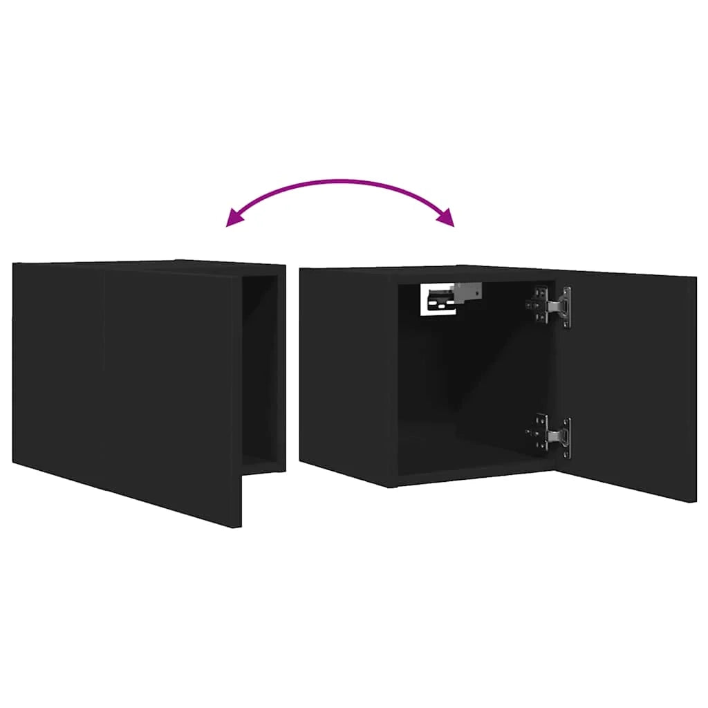 Mobile TV multimediale da parete mensola TV credenza mobile TV adatto per sala da pranzo soggiorno camera da letto 2 pezzi 30,5 x 30 x 30 cm nero 02_0028905