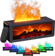 Diffusore di aromi con effetto fiamma e camino a LED - 7 colori umidificatore di aria 150 ml con telecomando e 4 timer (nero)