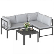 Set Giardino 2 Divani 2 Posti e Tavolino ¨C zephmum ¨C Grigio, Polyrattan, Braccioli Aggiustabili