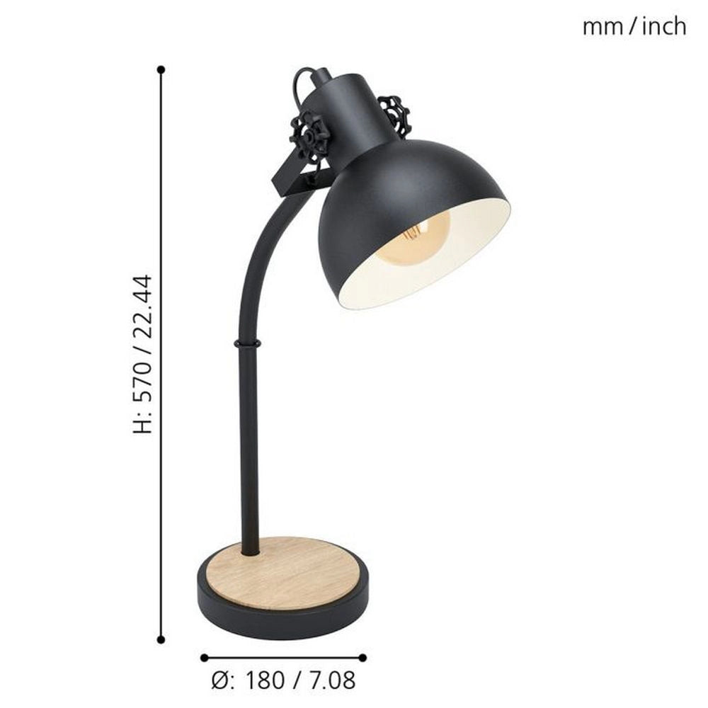 Lampada da Tavolo in Legno e Acciaiio Nero Lubenham Eglo