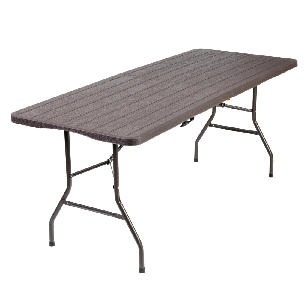 Tavolo Moderno Pieghevole Interno Esterno Richiudibile Struttura In Acciaio Per Feste Giardino Campeggio Vacanze Lunghezza 180 Cm Tavolino Pic Nic Esterno Salvaspazio Camping Terrazzo - Marrone