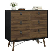 Credenza Maka, Buffet da soggiorno, Madia da salotto, Dispensa da cucina, 102x40 h95 cm, Nero e Noce