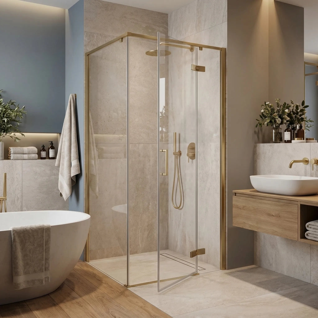 Cabina Doccia Rea Bruno 90x90 Brush Gold