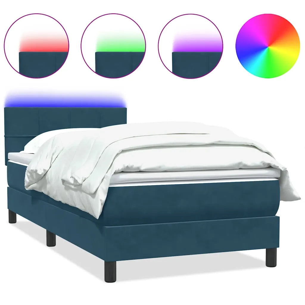 vidaXL Giroletto a Molle con Materasso Blu Scuro 80x220 cm Velluto
