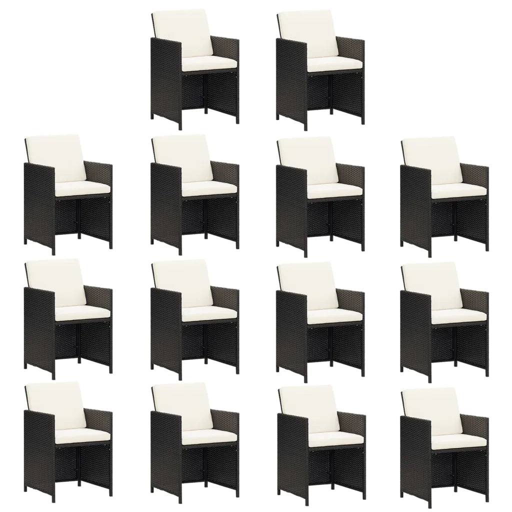 Set Pranzo da Giardino 15 pz con Cuscini in Polyrattan Nero 3095586