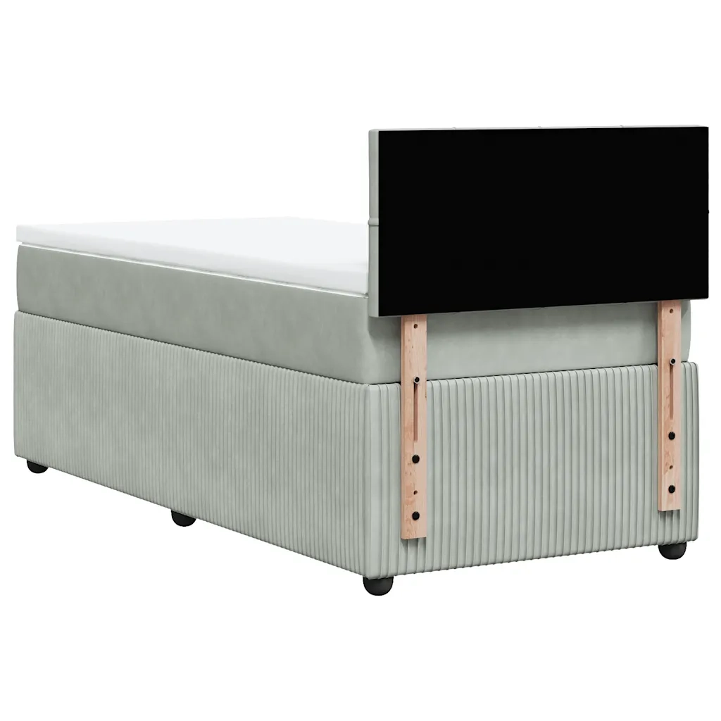 Giroletto a Molle con Materasso Grigio Chiaro 90x190 cm Velluto
