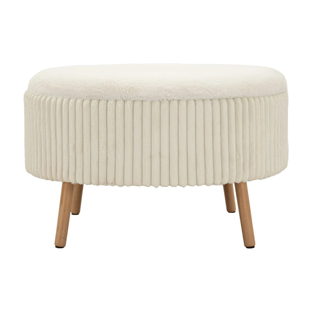 Pouf Goteborg rotondo in tessuto bianco