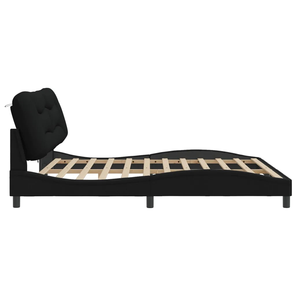 Giroletto con LED senza Materasso-Struttura Letto Hvar Nero 200x200 cm in Tessuto