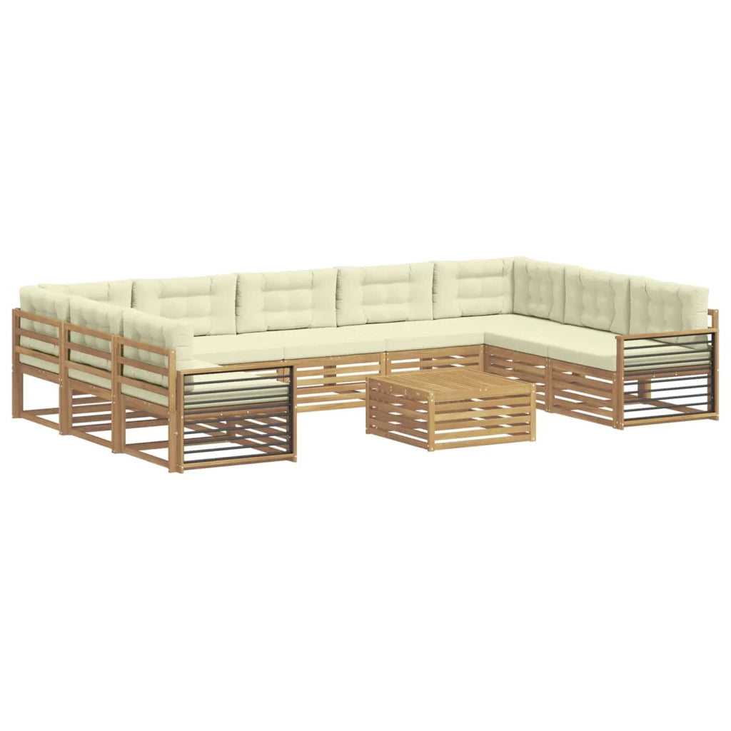 Set di divani da esterno con cuscino 10 pcs Bianco e Crema 3391205