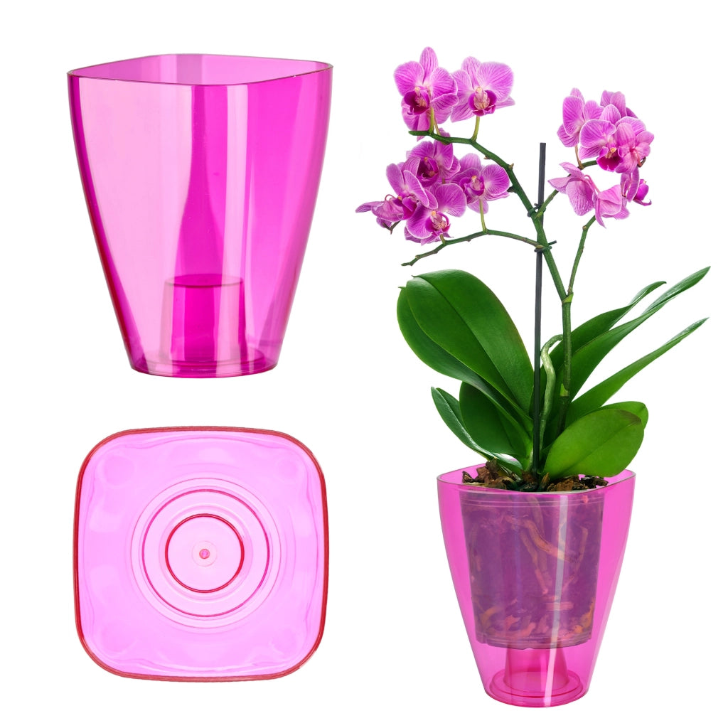 Vaso da fiori KADAX per orchidee, in plastica, rosa tinta unita, 13 cm