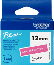 Brother BTAG-P35 nastro per etichettatrice Bianco su rosa