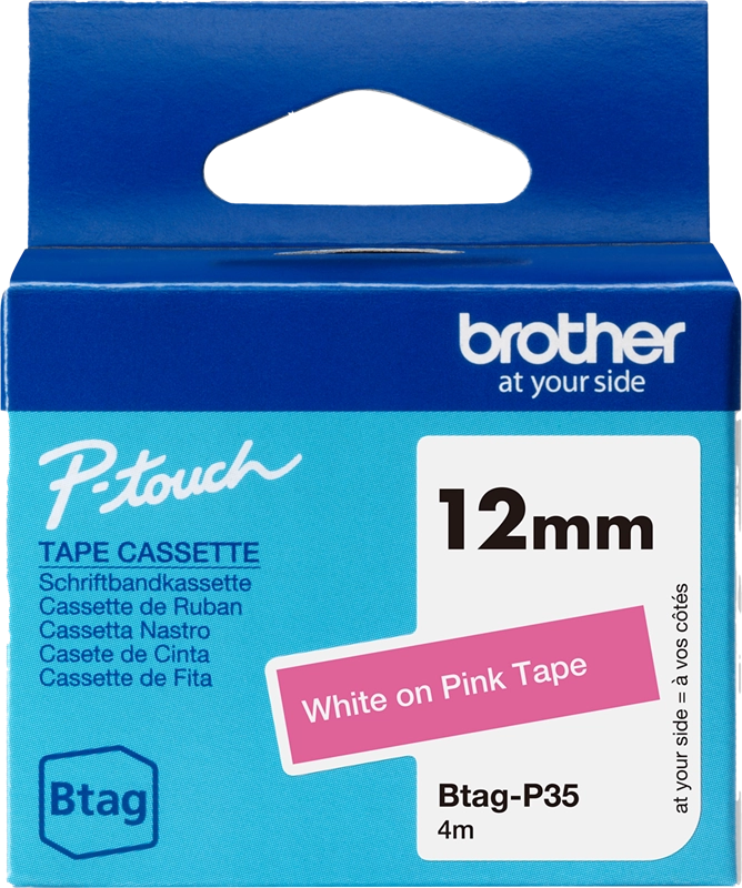 Brother BTAG-P35 nastro per etichettatrice Bianco su rosa