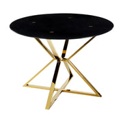 Tavolo da pranzo in vetro temperato nero e oro ⌀ 105 cm gambe in metallo elegante moderno