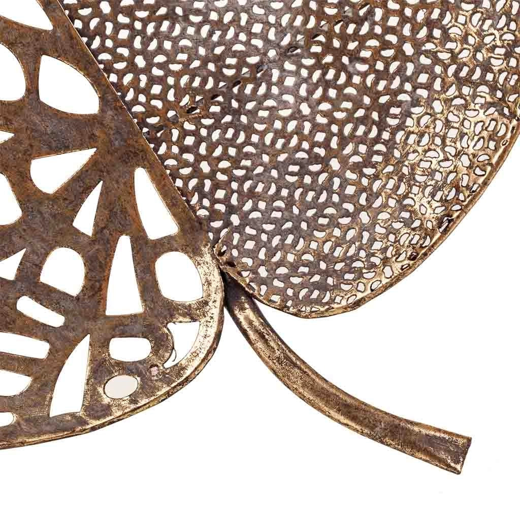 Decoro foglia metallo dorato 38x34,5x4,5h