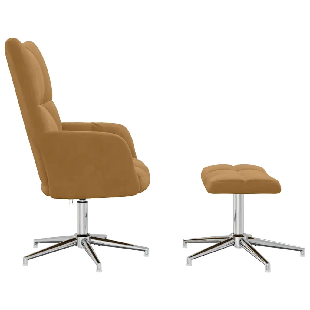 Poltrona Relax con Poggiapiedi Marrone in Velluto 328136
