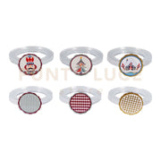 SET 6 ALLACCIATOVAGLIOLI NATALIZI DISEGNO FIABA IN CRISTALLOA CRILICO DECORATO