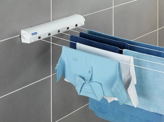 Linee da asciugare 5 linee fino a 420 m senza scalini sistema di estrazione pratica a rotazione resistente all'usura per balcone e giardino - inclusa attrezzatura di fissaggio